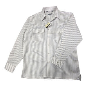 Desire Collection Men's White Grey Dress Shirt 65% Polyester 35% Cotton